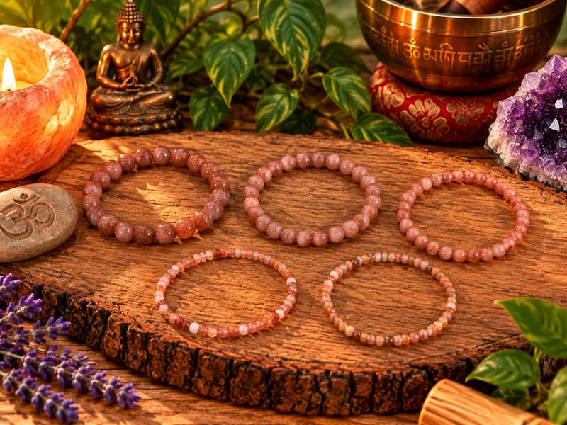 Pulsera Adularia Rosa bola